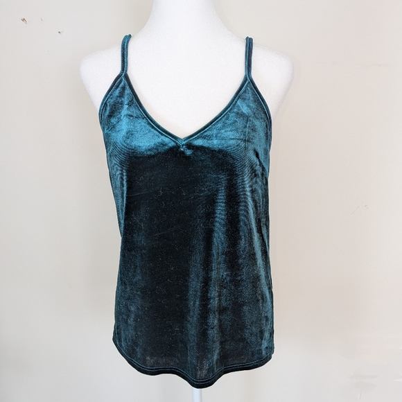 Emerald Green Stretch Velvet Cami / Tank Top - Picture 1 of 7
